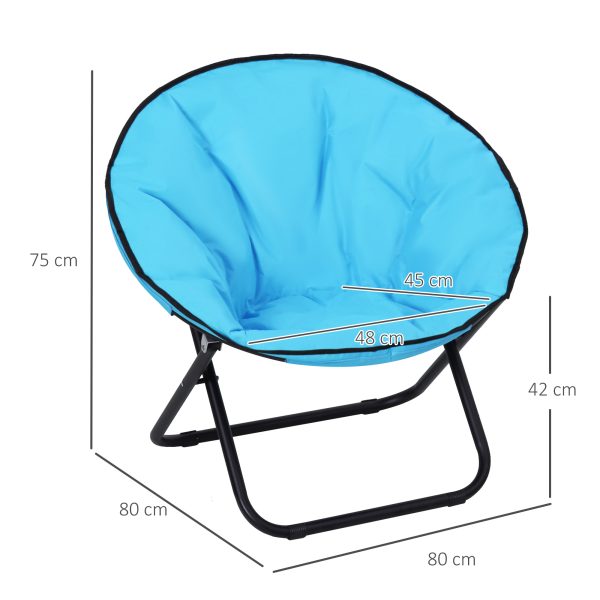 Folding Saucer Moon Chair, 80Lx80Wx75H cm, Metal Frame, 600D Oxford Cloth-Blue - Image 3