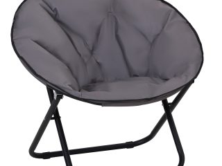Folding Saucer Moon Chair, 80Lx80Wx75H cm, Metal Frame, 600D Oxford Cloth-Grey