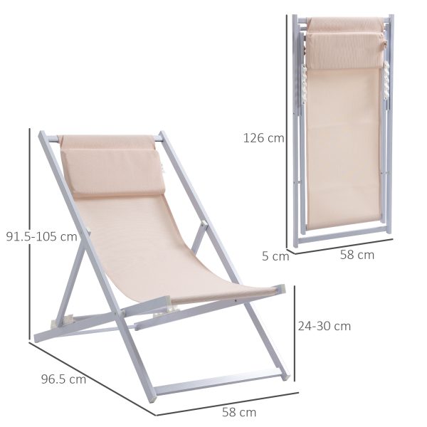 Set of 2 Folding  Deck Folding Chairs  Garden Patio Lounger, White - Image 3