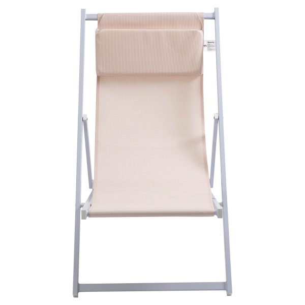 Set of 2 Folding  Deck Folding Chairs  Garden Patio Lounger, White - Image 8