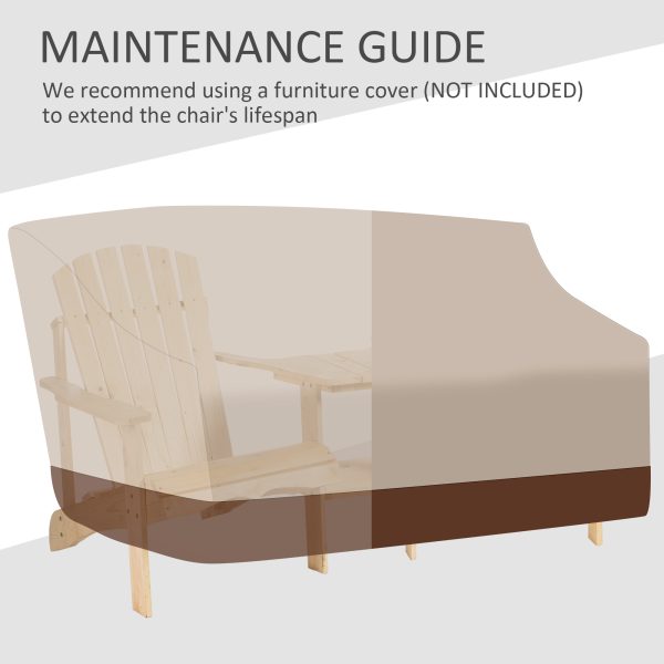 Wooden Double Adirondack Chairs Loveseat & Center Table & Umbrella Hole, Natural - Image 7