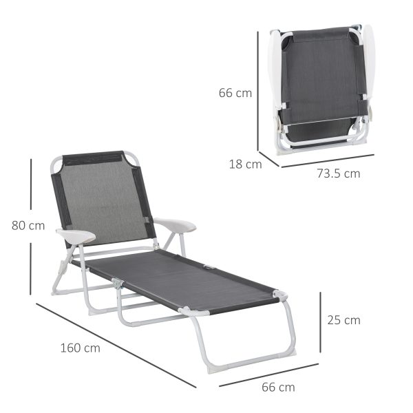 Reclining Lounge Chair with 4-Level Adjustable Backrest, Grey - Image 3