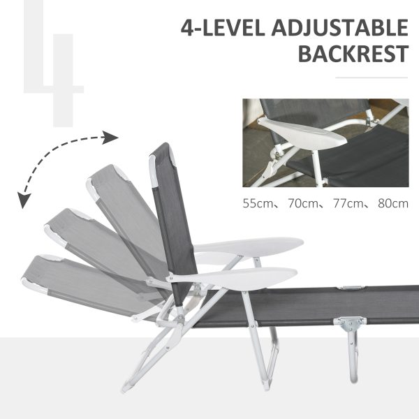 Reclining Lounge Chair with 4-Level Adjustable Backrest, Grey - Image 7