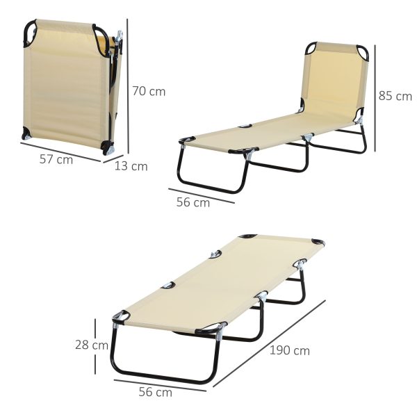Reclining Lounge Chair with 3-Level Adjustable Backrest, Beige - Image 3