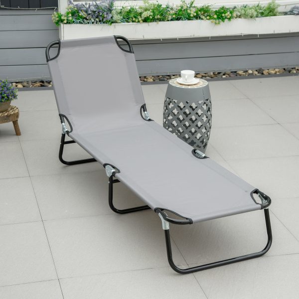 Reclining Lounge Chair with 5-Level Adjustable Backrest, Grey - Image 2