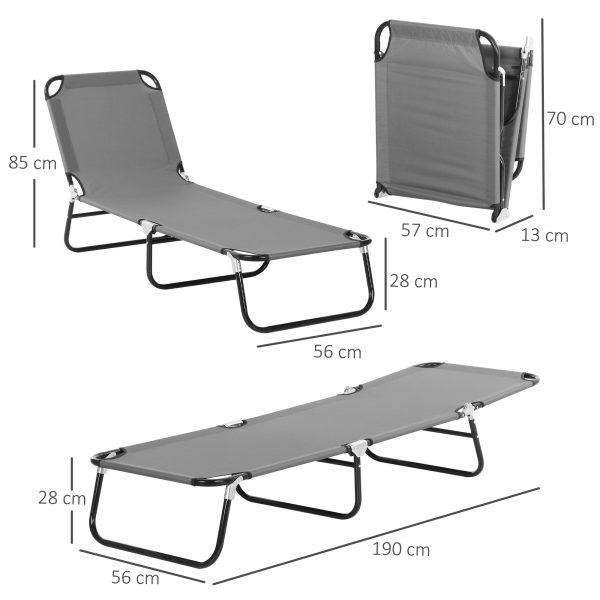 Reclining Lounge Chair with 5-Level Adjustable Backrest, Grey - Image 3