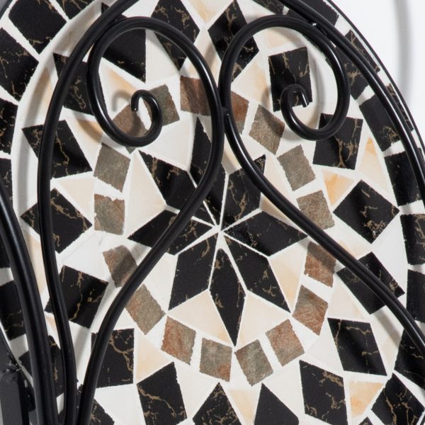 3PC Garden Bistro Set with Mosaic Tile Top and Seats, Metal Frame - Image 8
