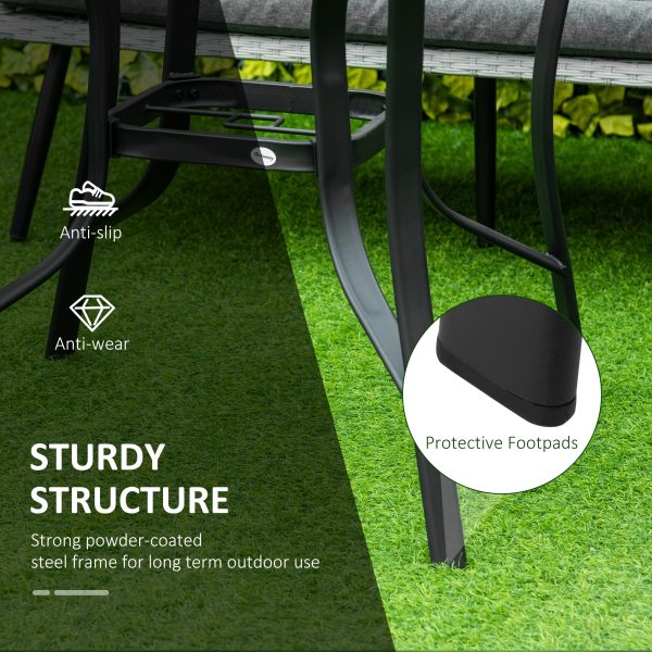 106cm Round Garden Dining Table with Parasol Hole Tempered Glass Top Steel Frame - Image 6