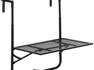 Balcony Hanging Table, Metal Wall Mount Desk, Adjust Black