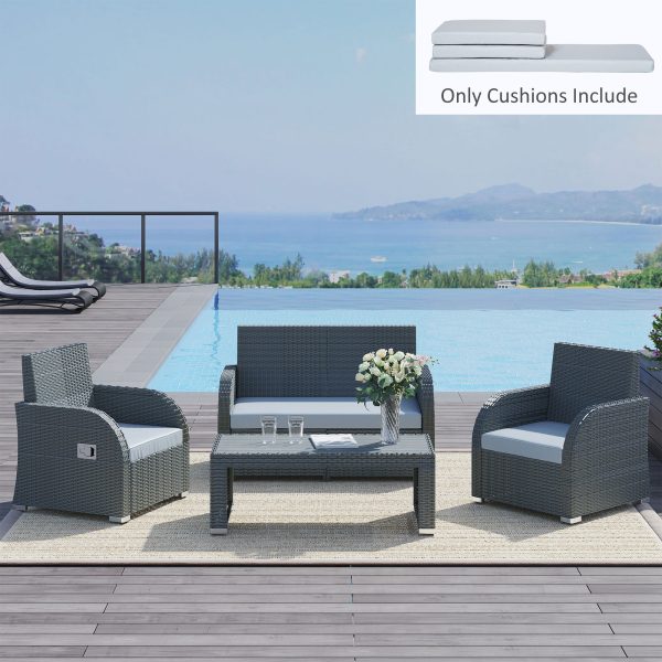 Seat Cushion Pads for Rattan Furniture, 3 PCs Garden Furniture Cushions, Grey - Image 2