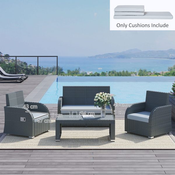 Seat Cushion Pads for Rattan Furniture, 3 PCs Garden Furniture Cushions, Grey - Image 3