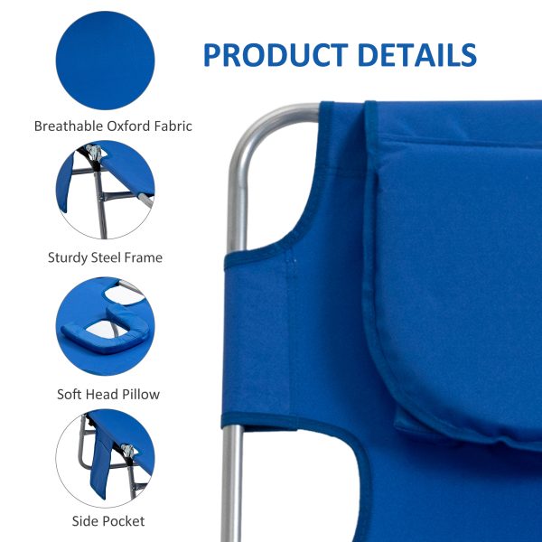 Beach Chaise Lounge Face Cavity Portable Sun Lounger, Reclining Adjust Blue - Image 6