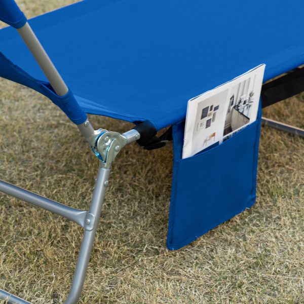Beach Chaise Lounge Face Cavity Portable Sun Lounger, Reclining Adjust Blue - Image 8
