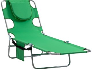 Reclining Lounge Chair Face Cavity  with Pillow Green