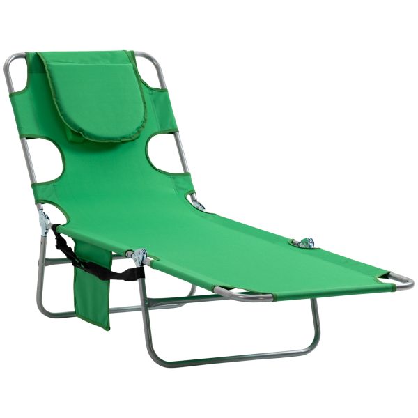 Reclining Lounge Chair Face Cavity  with Pillow Green