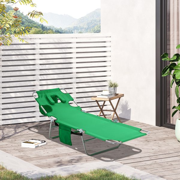 Reclining Lounge Chair Face Cavity  with Pillow Green - Image 2
