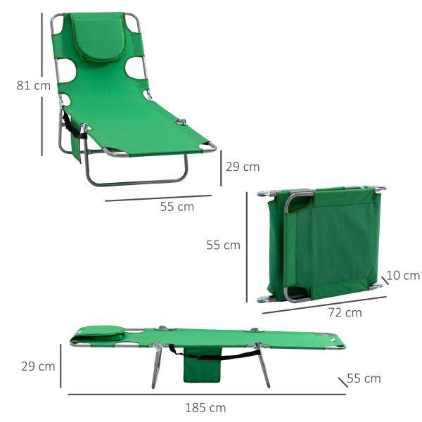 Reclining Lounge Chair Face Cavity  with Pillow Green - Image 3