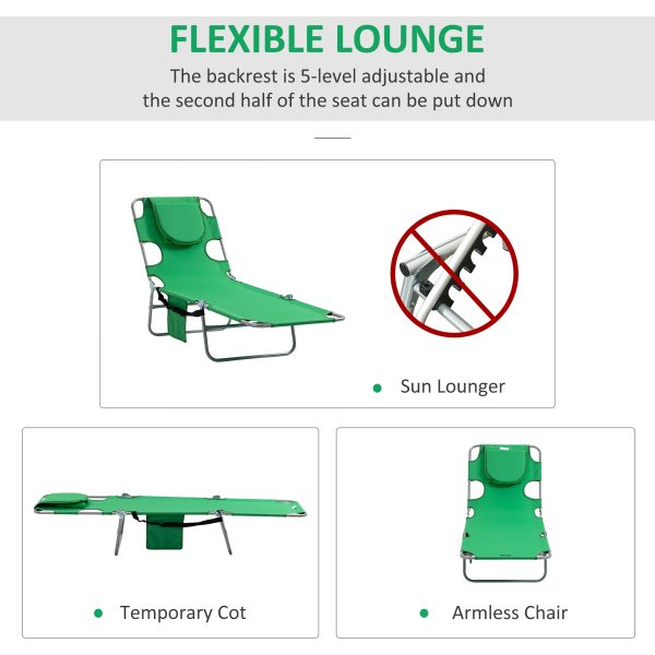 Reclining Lounge Chair Face Cavity  with Pillow Green - Image 4
