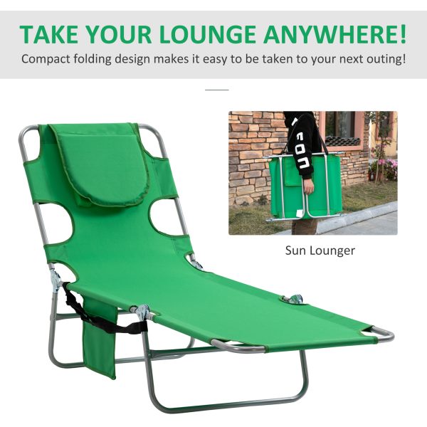 Reclining Lounge Chair Face Cavity  with Pillow Green - Image 5