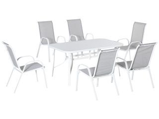 7 Piece Garden Dining Set 6 Seater Outdoor Patio Furniture Grey