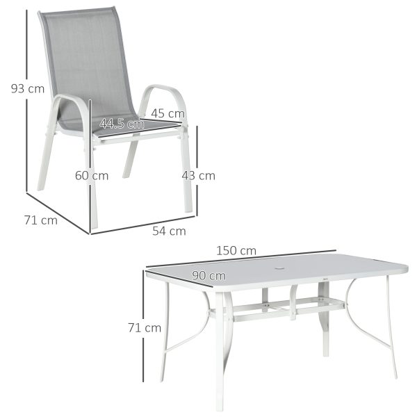 7 Piece Garden Dining Set 6 Seater Outdoor Patio Furniture Grey - Image 3