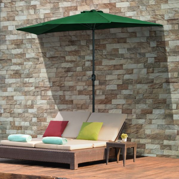 3m Half Parasol Umbrella Metal Frame Crank NO BASE INCLUDED, Green - Image 2