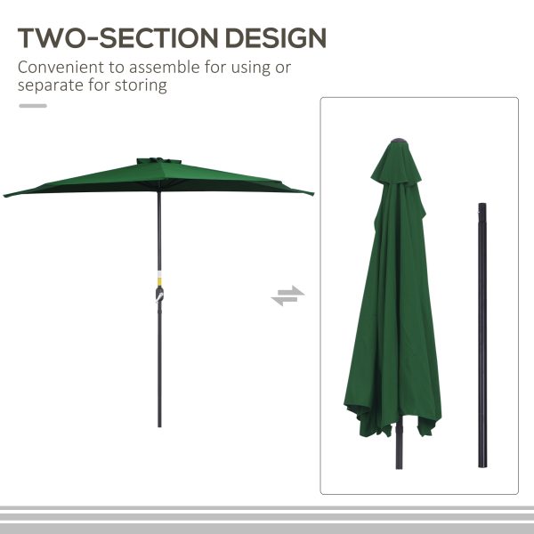3m Half Parasol Umbrella Metal Frame Crank NO BASE INCLUDED, Green - Image 4
