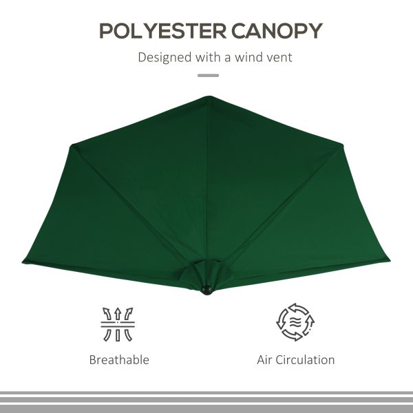 3m Half Parasol Umbrella Metal Frame Crank NO BASE INCLUDED, Green - Image 5