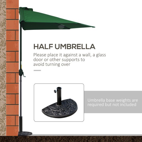 3m Half Parasol Umbrella Metal Frame Crank NO BASE INCLUDED, Green - Image 7