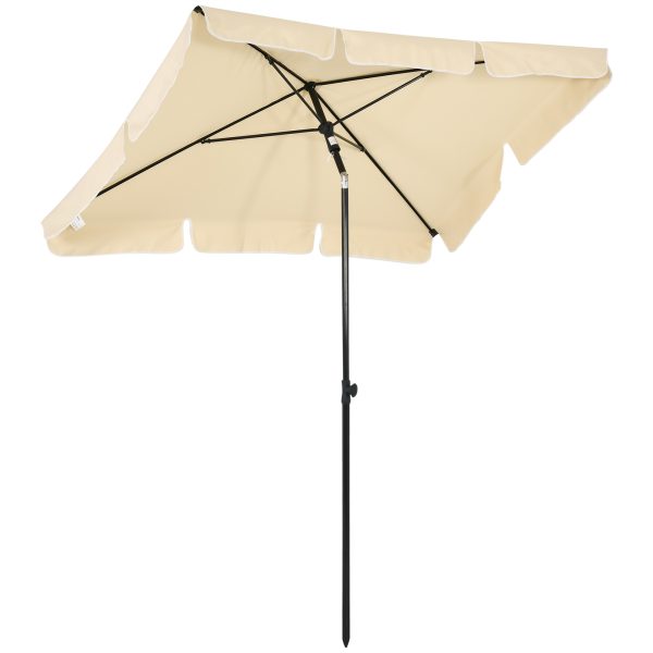 Aluminium Sun Parasol Garden Tilting Umbrellas Patio Rectangular, 2x1.25m, Beige