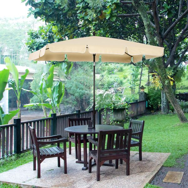 Aluminium Sun Parasol Garden Tilting Umbrellas Patio Rectangular, 2x1.25m, Beige - Image 2