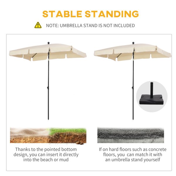 Aluminium Sun Parasol Garden Tilting Umbrellas Patio Rectangular, 2x1.25m, Beige - Image 6