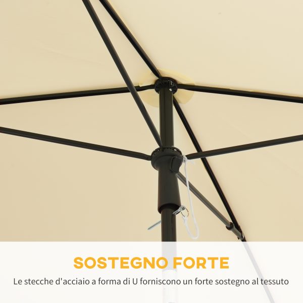 Aluminium Sun Parasol Garden Tilting Umbrellas Patio Rectangular, 2x1.25m, Beige - Image 7