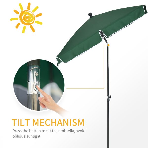 Aluminium Sun Parasol Garden Tilting Umbrellas Patio Rectangular, 2x1.25m, Green - Image 4