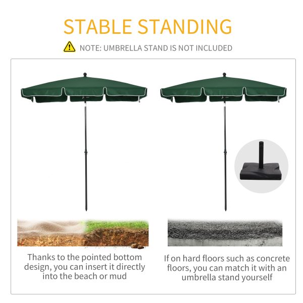 Aluminium Sun Parasol Garden Tilting Umbrellas Patio Rectangular, 2x1.25m, Green - Image 6
