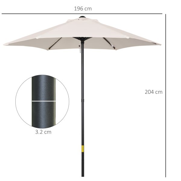 1.96m Parasol Patio Umbrella, Cream White - Image 3