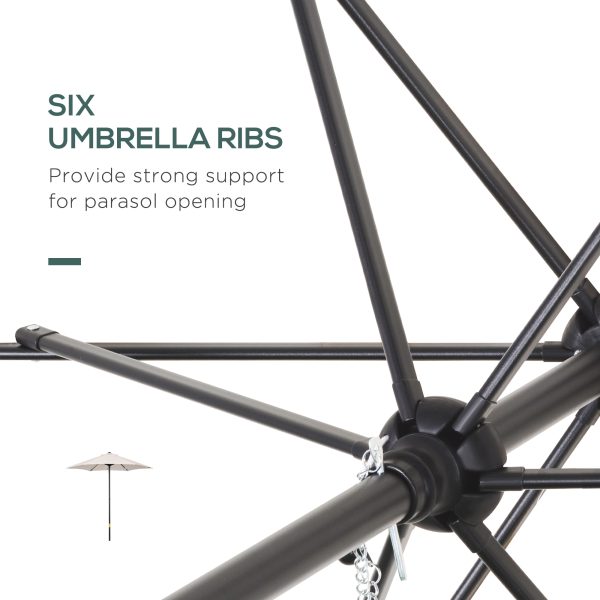 1.96m Parasol Patio Umbrella, Cream White - Image 5