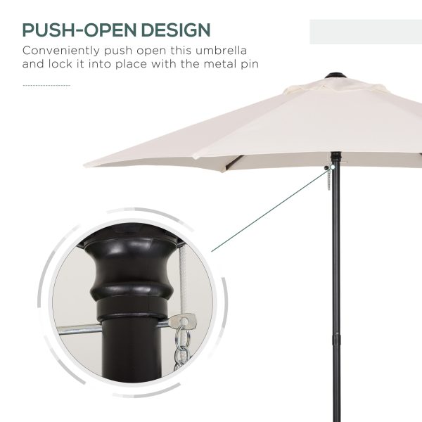 1.96m Parasol Patio Umbrella, Cream White - Image 7