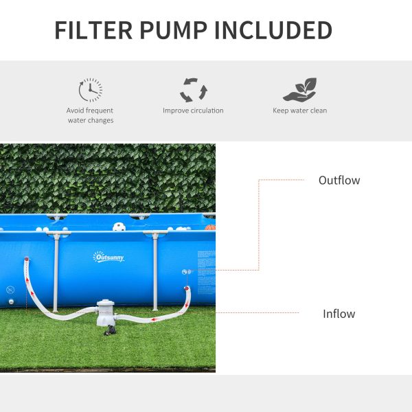 Steel Frame Pool & Filter Pump & Cartridge Rust Resistant 252 x 152 x 65cm Blue - Image 4