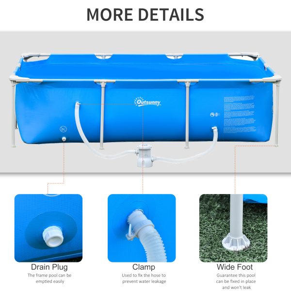 Steel Frame Pool & Filter Pump & Cartridge Rust Resistant 252 x 152 x 65cm Blue - Image 6