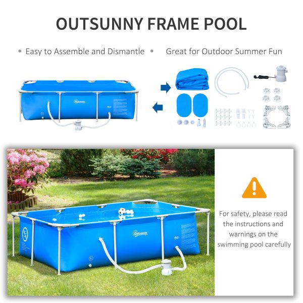 Steel Frame Pool & Filter Pump & Cartridge Rust Resistant 252 x 152 x 65cm Blue - Image 7
