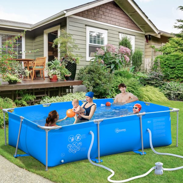Steel Frame Pool & Filter Pump & Cartridge Rust Resistant 315 x 225 x 75cm Blue - Image 2
