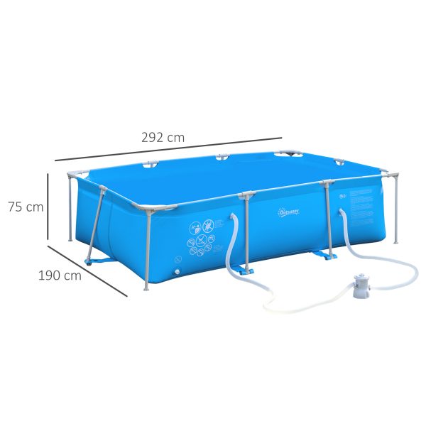 Steel Frame Pool & Filter Pump & Cartridge Rust Resistant 315 x 225 x 75cm Blue - Image 3