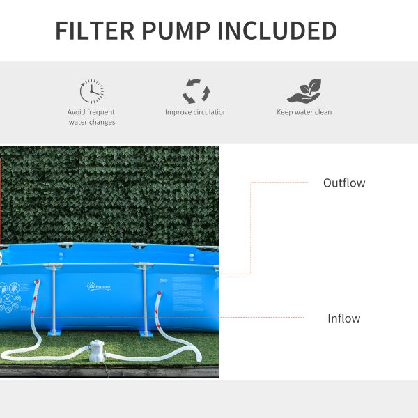 Steel Frame Pool & Filter Pump & Cartridge Rust Resistant 315 x 225 x 75cm Blue - Image 4