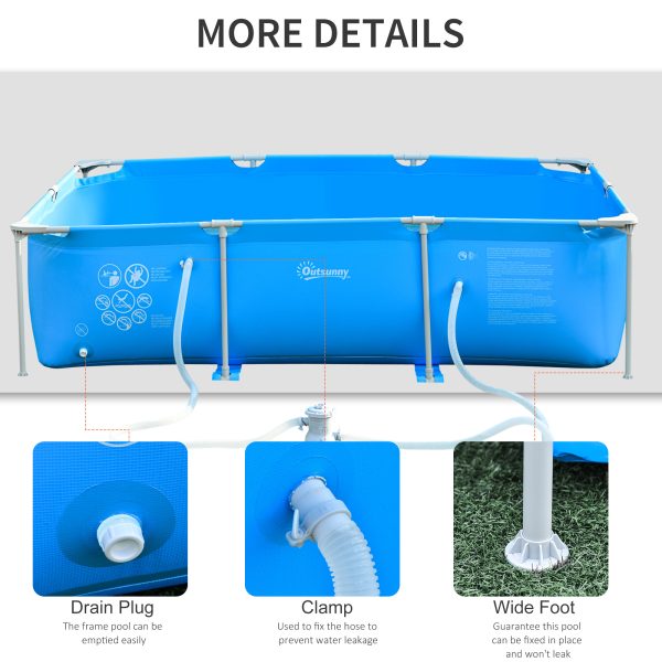 Steel Frame Pool & Filter Pump & Cartridge Rust Resistant 315 x 225 x 75cm Blue - Image 6