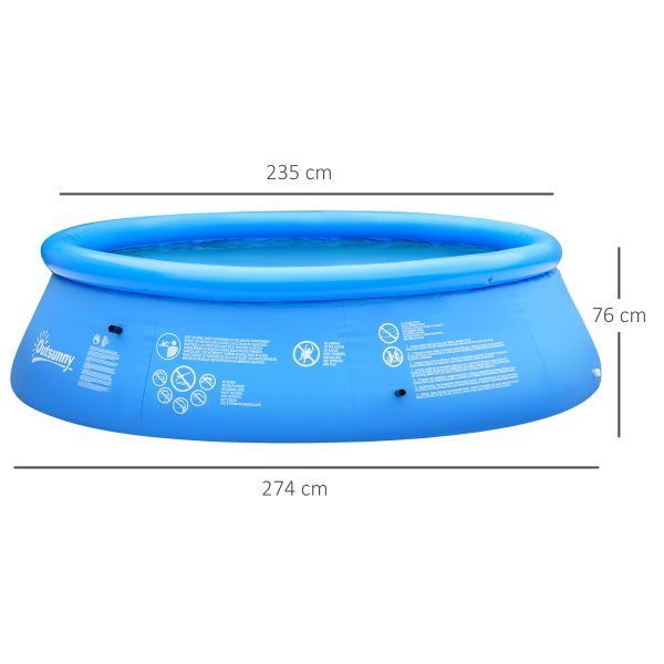 274cmx76cm Round Paddling Inflatable Swimming Pool Family-Sized & Hand Pump Blue - Image 3
