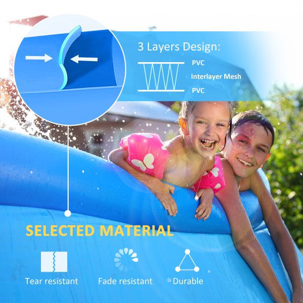 274cmx76cm Round Paddling Inflatable Swimming Pool Family-Sized & Hand Pump Blue - Image 4