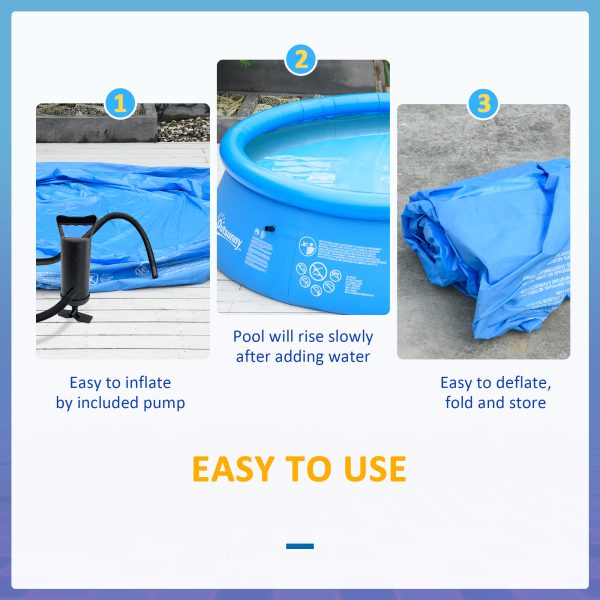 274cmx76cm Round Paddling Inflatable Swimming Pool Family-Sized & Hand Pump Blue - Image 5