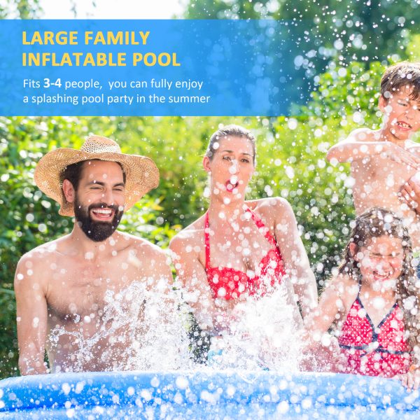 274cmx76cm Round Paddling Inflatable Swimming Pool Family-Sized & Hand Pump Blue - Image 6