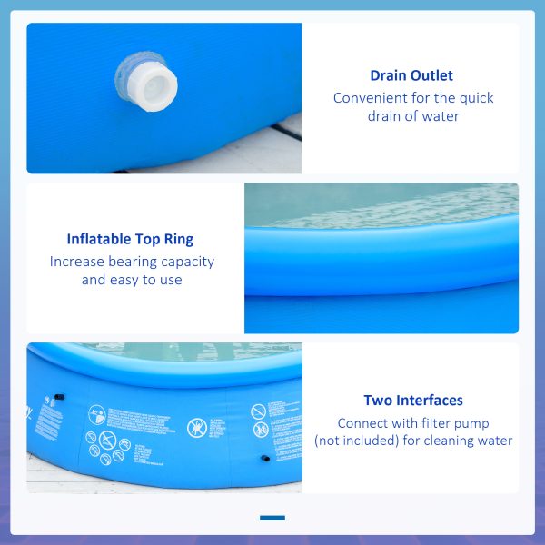 274cmx76cm Round Paddling Inflatable Swimming Pool Family-Sized & Hand Pump Blue - Image 7